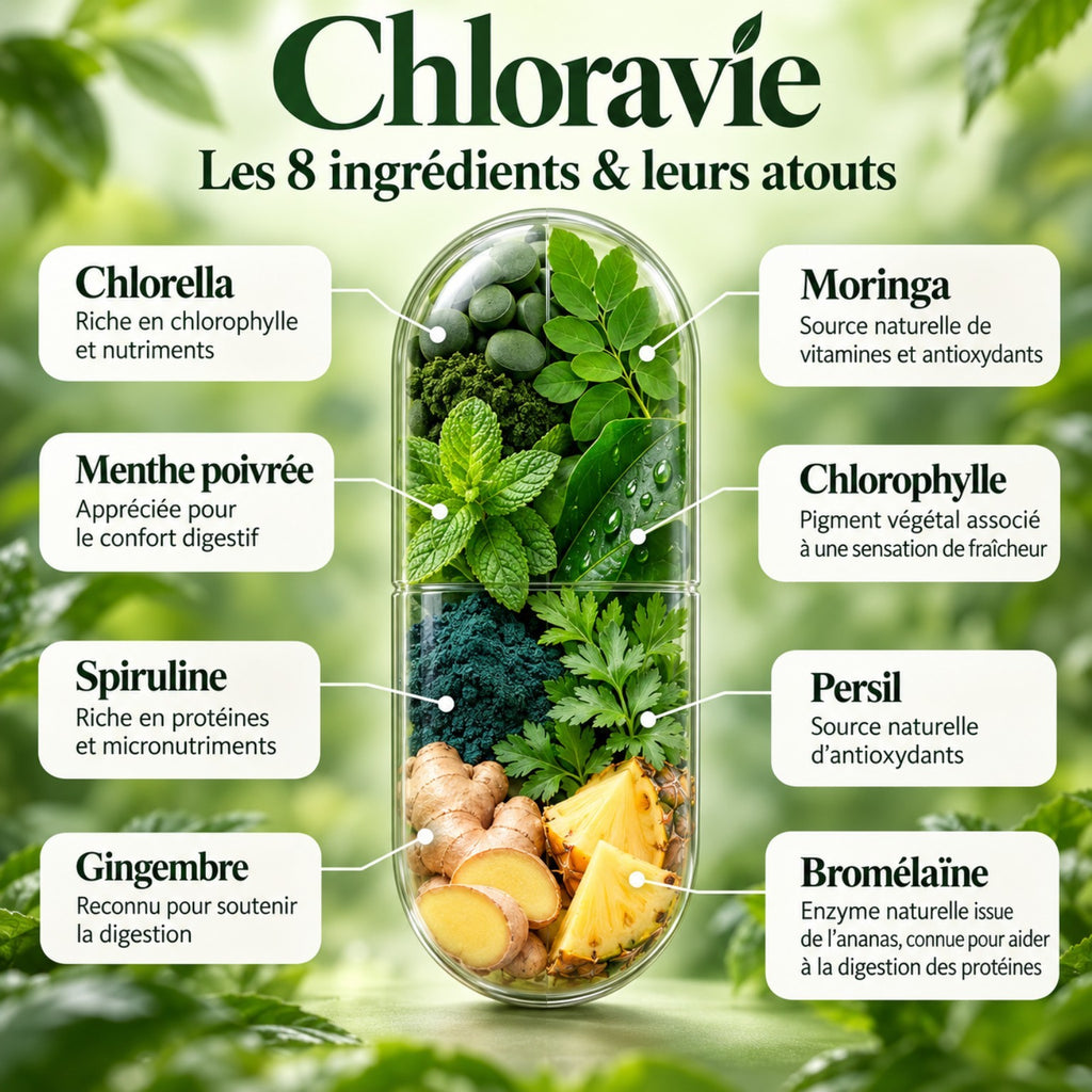 Chloravie - les 8 ingrédients et leurs atouts